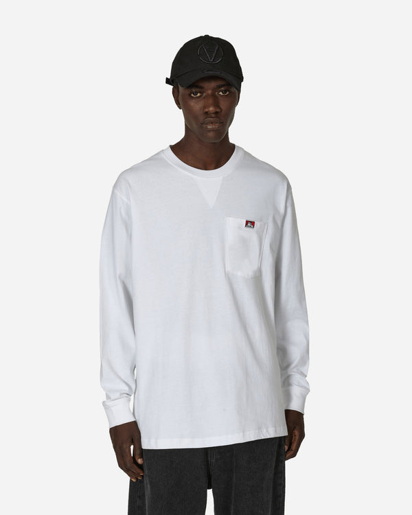 Ben Davis Heavy Duty Classic Label Pocket Longsleeve T-Shirt White