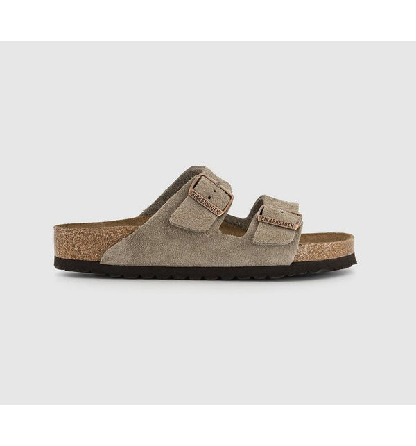 Birkenstock Arizona Mens Grey And Brown Suede Two Strap Sandals