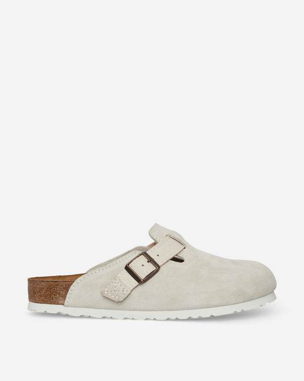 Birkenstock Boston Suede Canvas Sandals Eggshell