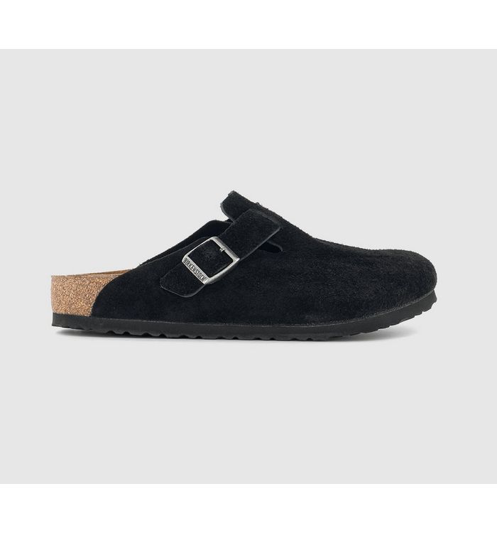 Birkenstock Mens Boston Clogs Suede Black