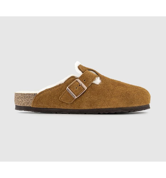 Birkenstock Mens Boston Shearling Clogs Mink In Natural