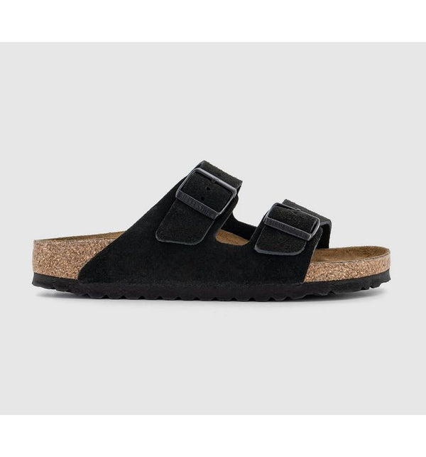 Birkenstock Womens Arizona Two Strap Sandals Suede Black