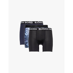  Bjorn Borg Pack of three logo-waistband stretch-recycled polyester boxers