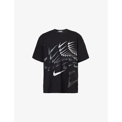 Black Comme Des Garcon Nike Swoosh graphic-print cotton T-shirt