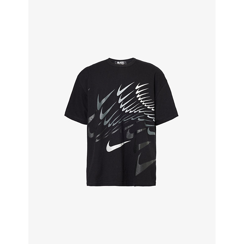 Black Comme Des Garcon Nike Swoosh graphic-print cotton T-shirt