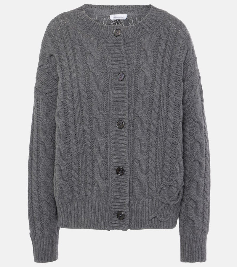 Blumarine Cable-knit wool and cashmere cardigan