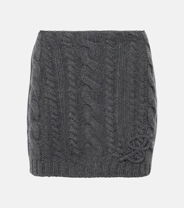 Blumarine Cable-knit wool and cashmere miniskirt | LYBSTORE