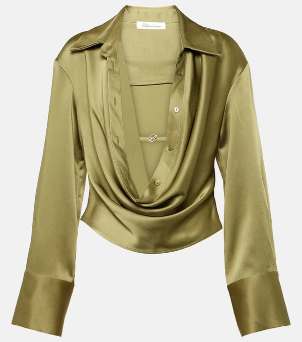 Blumarine Cropped satin shirt | LYBSTORE