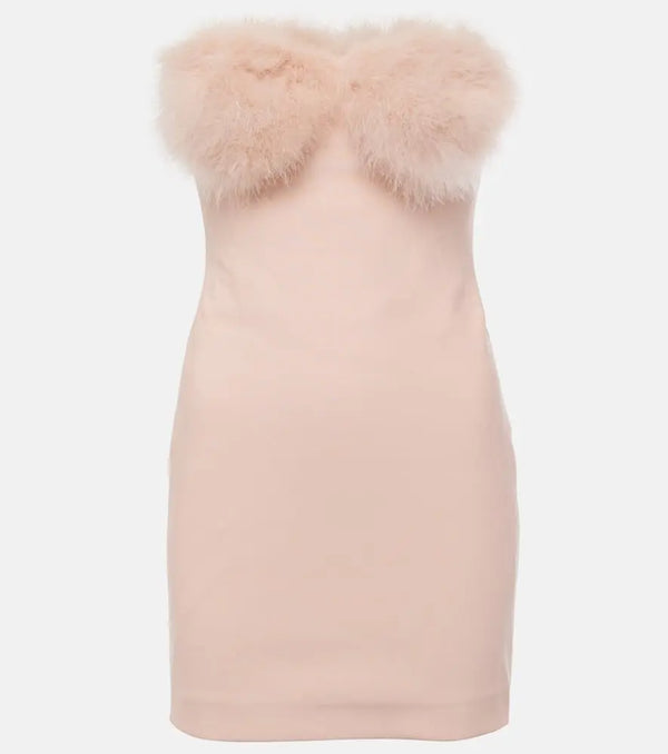 Blumarine Feather-trimmed jersey minidress | LYBSTORE