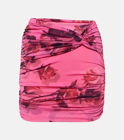 Blumarine Floral ruched miniskirt | LYBSTORE