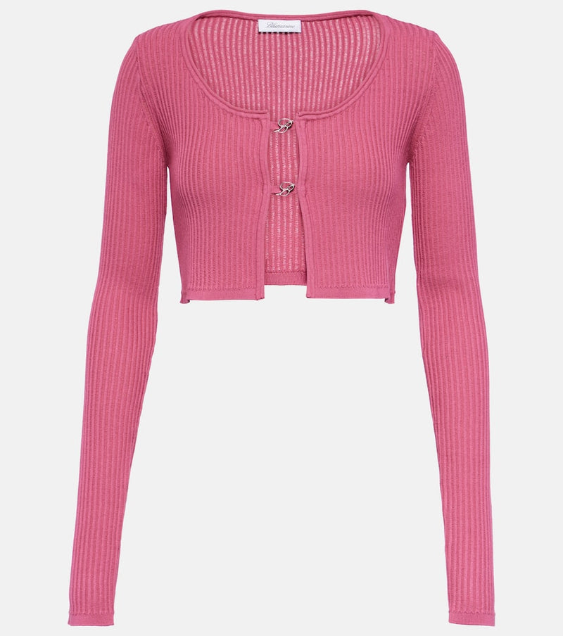 Blumarine Logo ribbed-knit cropped cardigan