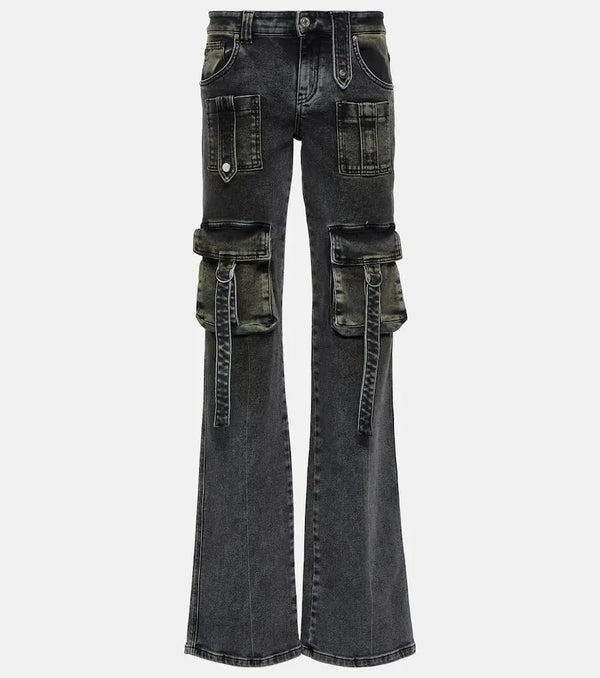 Blumarine Low-rise denim cargo pants