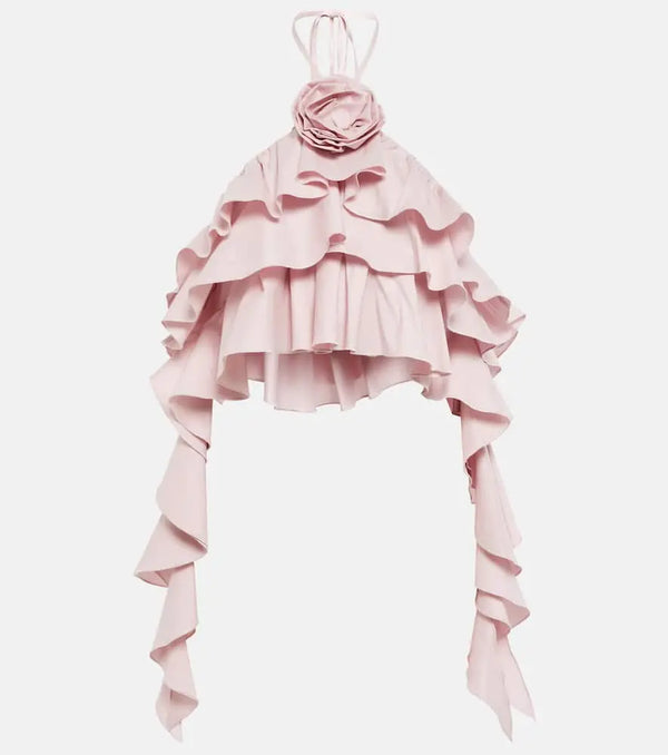 Blumarine Ruffled halterneck crop top | LYBSTORE