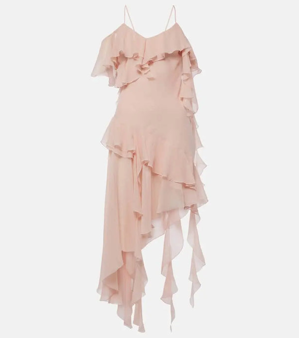 Blumarine Ruffled silk georgette minidress | LYBSTORE