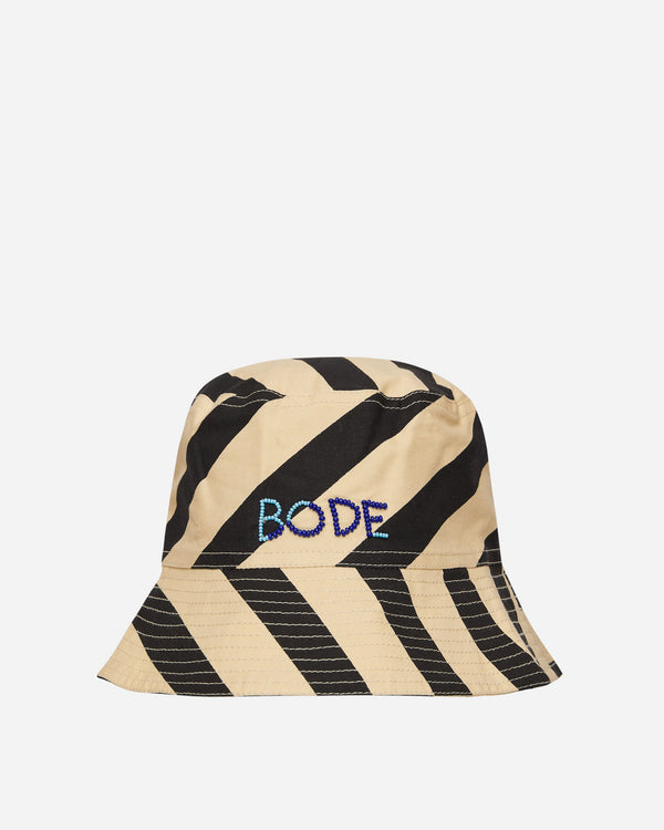 Bode Domino Stripe Bucket Hat Ecru / Black