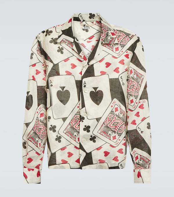 Bode Ace Of Spades printed ramie shirt