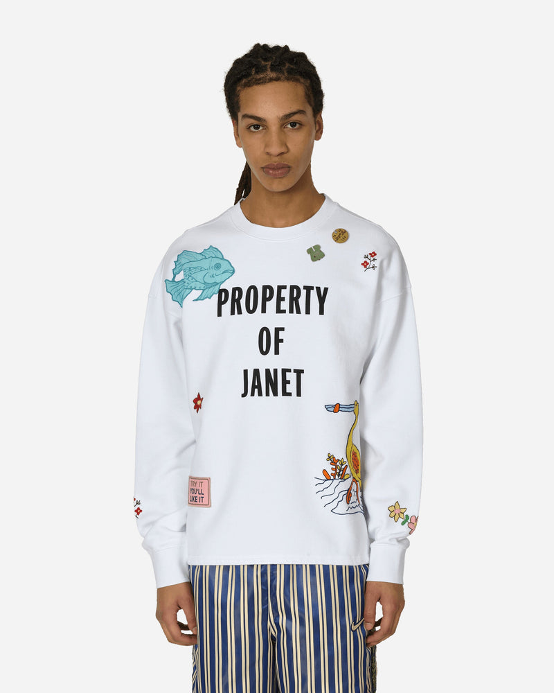 Bode Property of Janet Crewneck Sweatshirt White