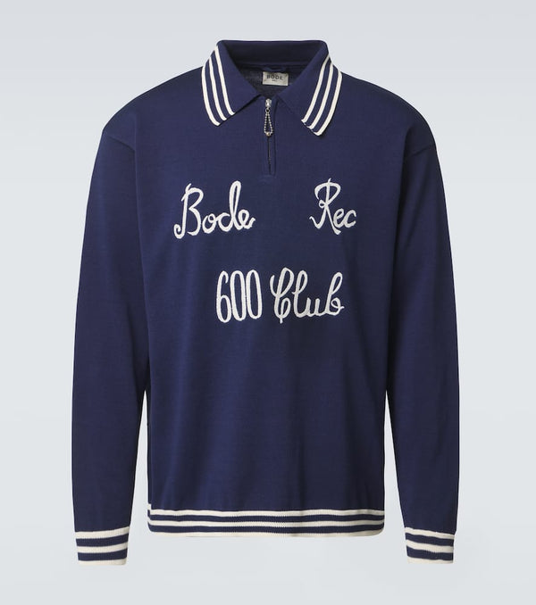 Bode Club embroidered cotton polo sweater