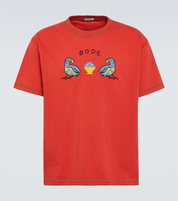 Bode Twin Parakeet embroidered cotton T-shirt