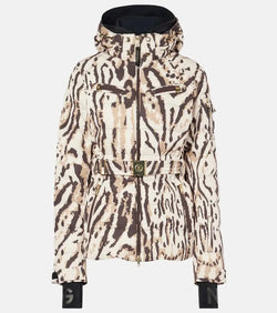 Bogner Ellya leopard-print belted ski jacket