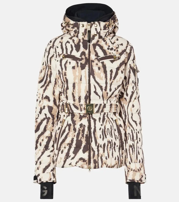 Bogner Ellya leopard-print belted ski jacket