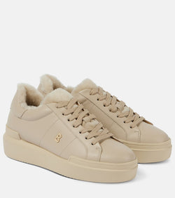 Bogner Hollywood shearling-trimmed leather sneakers