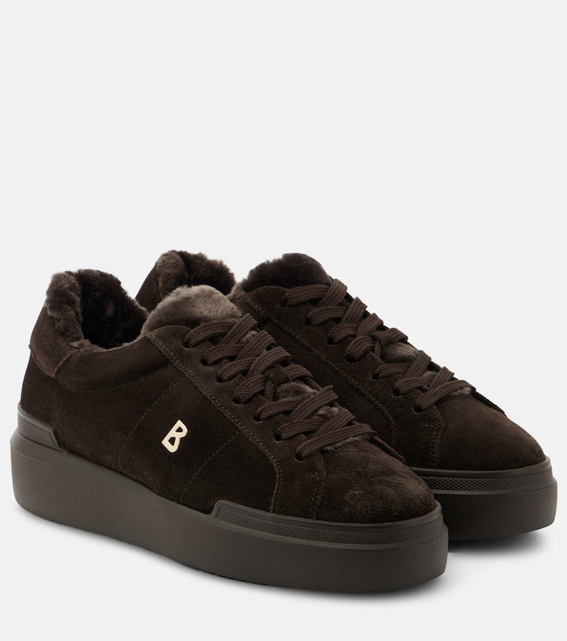 Bogner Hollywood shearling-trimmed suede sneakers