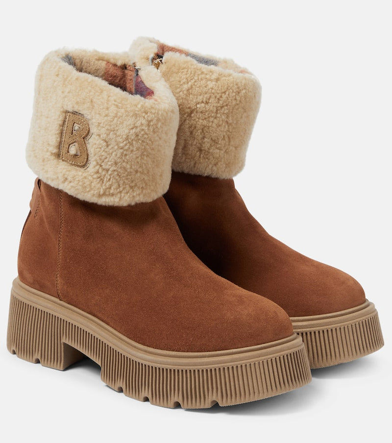 Bogner Turin shearling-trimmed suede ankle boots