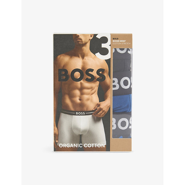 Boss Bold mid-rise pack of three stretch-cotton boxer briefs