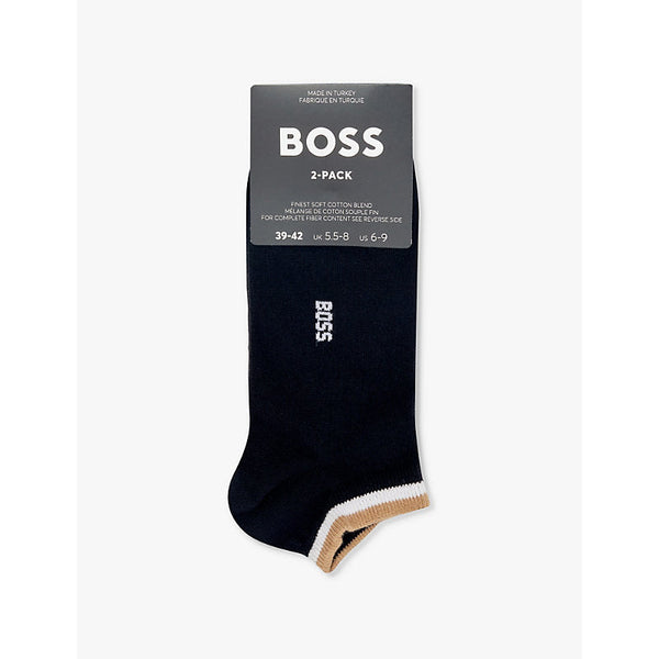 Mens Boss Branded pack of two cotton-blend socks