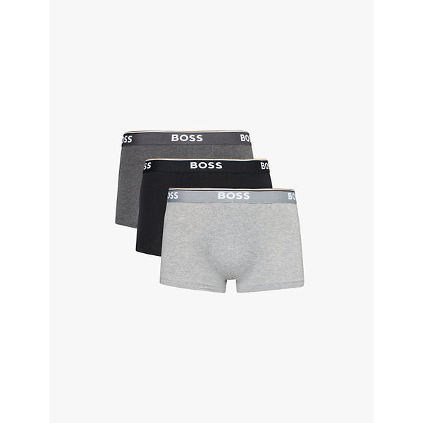 Mens Boss Branded waistband stretch-cotton boxer trunks