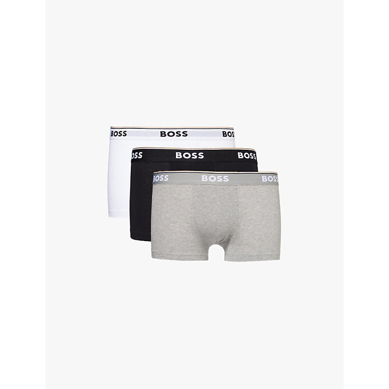 Boss Branded waistband stretch-cotton boxer trunks