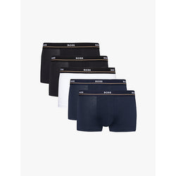 Boss Branded waistband stretch-cotton boxer trunks