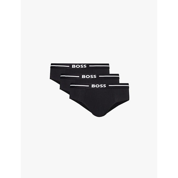 Mens Boss Branded waistband stretch-cotton briefs