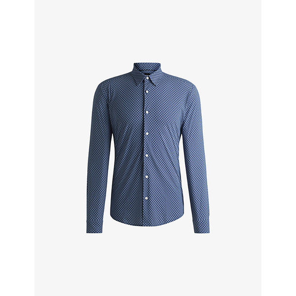 Mens Boss Geometric-pattern slim-fit stretch-jersey shirt