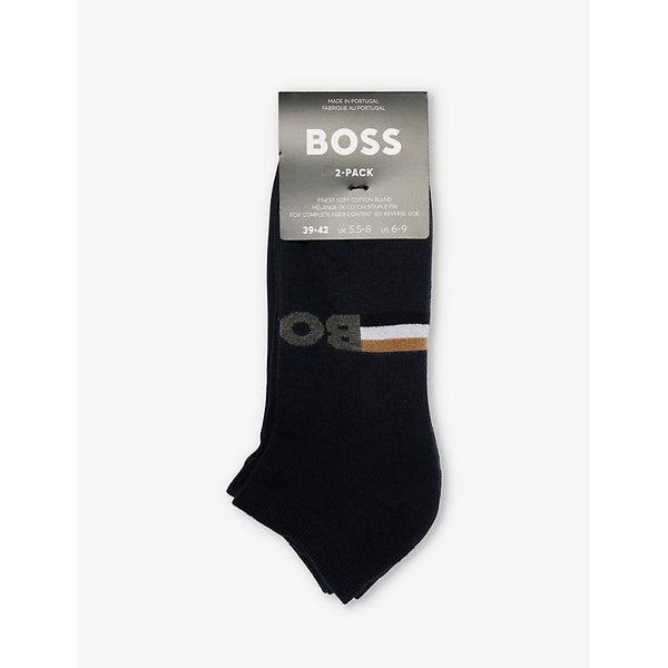 Mens Boss Iconic logo-pattern pack of two stretch-cotton blend socks