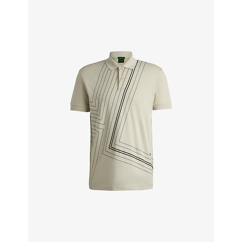 Boss Interlock fineline-artwork cotton-jersey polo shirt