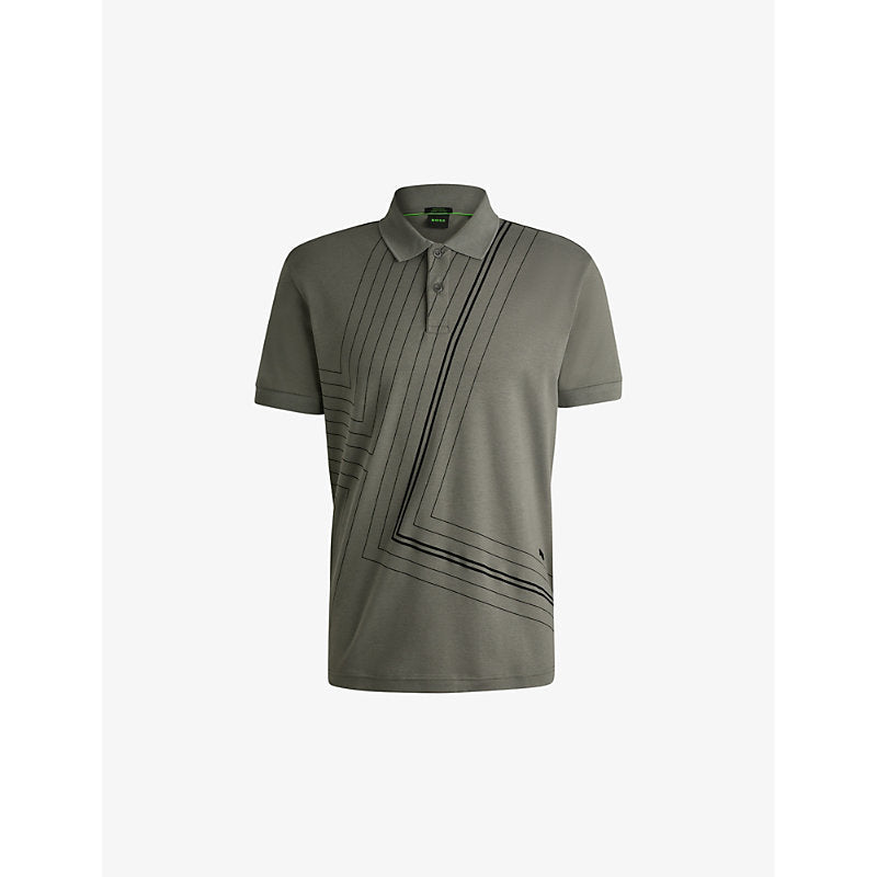 Boss Interlock fineline-artwork cotton-jersey polo shirt