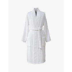 Womens Boss Logo-embroidered kimono terry cotton dressing gown