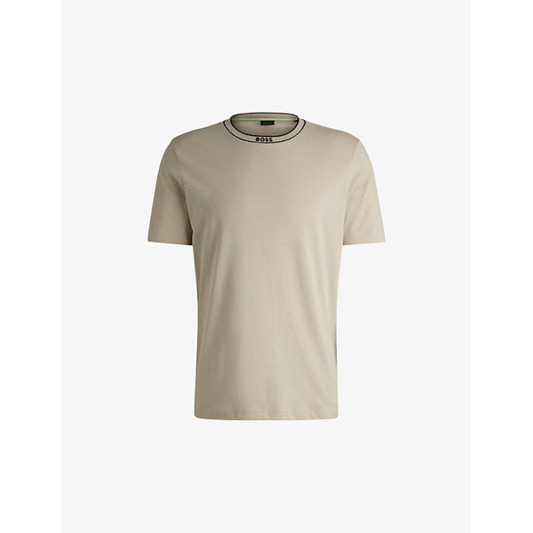 Mens Boss Logo-embroidered regular-fit cotton T-shirt