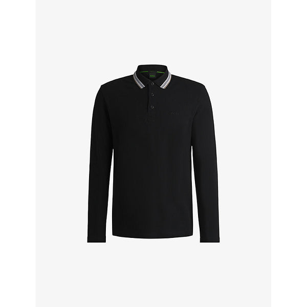 Mens Boss Logo-embroidered slim-fit cotton-jersey polo shirt