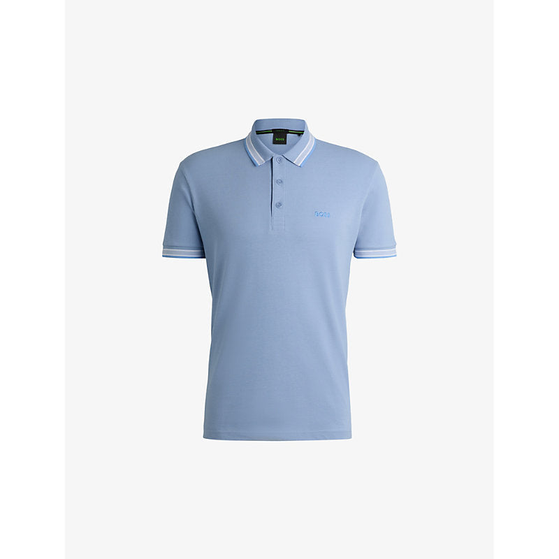 Boss Logo-embroidered stripe cotton-piqué polo shirt