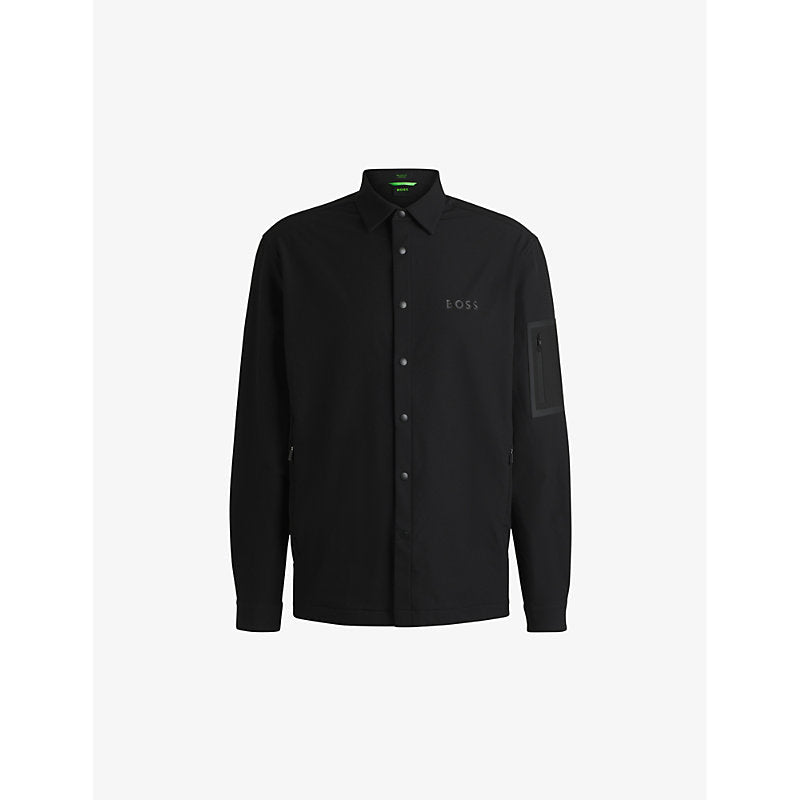 Mens Boss Logo-embroidered water-repellent reflexed-fit stretch-woven shirt