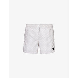 Boss Logo-patch regular-fit recycled-polyester swim shorts