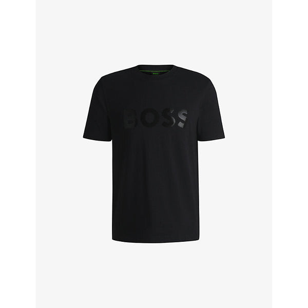 Mens Boss Logo-print regular-fit cotton T-shirt