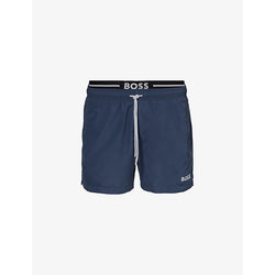 Boss Logo-print regular-fit recycled-polyester swim shorts