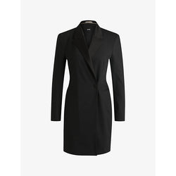 Womens Boss Notch-lapel slim-fit wool-blend blazer dress