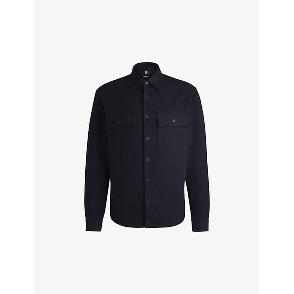 Mens Boss Patch-pocket regular-fit recycled wool-blend overshirt