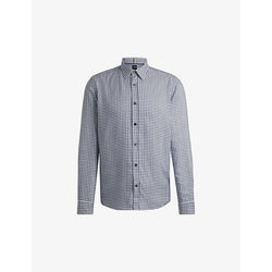 Boss Regular-fit geometric-print chambray shirt