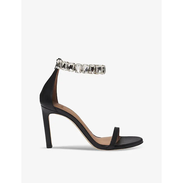 Boss Rhinestone-embellished leather heeled sandals | Boss